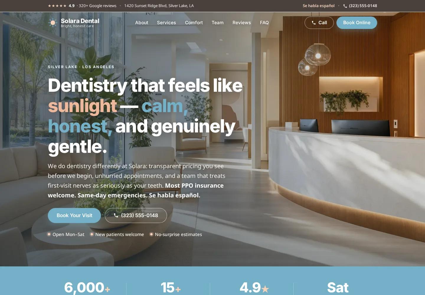 Solara Dental — Dental Practice demo site by Webmaster & More